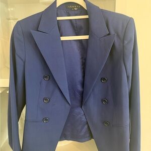 Theory Women's Navy Double-Breasted Blazer